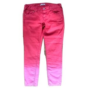 Free People Jeans Women's 29 Red Coral Gradient Mid Rise Cropped Skinny Jeans